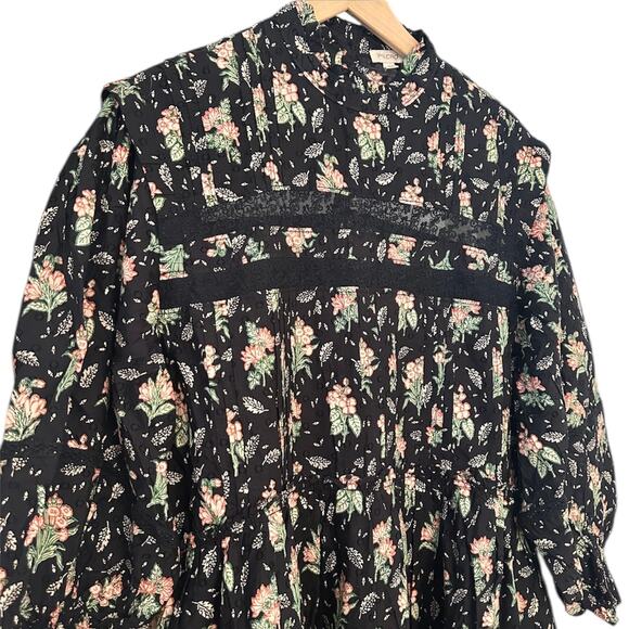 ANTHROPOLOGIE Pilcro Black & Pink Floral Swing Dress – Medium - Picture 6 of 12